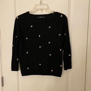 Preloved Gorgeous Zara Knit Sweater With Pearls and Rhinestones